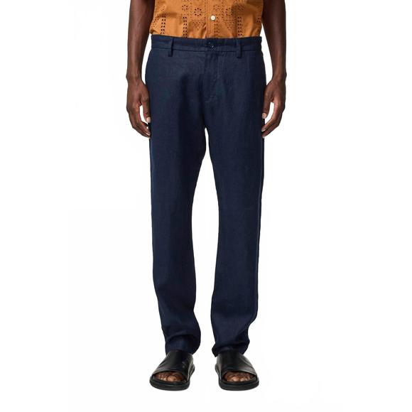 NEW NN07 theo linen pants in navy blue